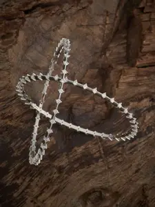 Kushal's Fashion Jewellery White Rhodium-Plated Party Zircon Bangles