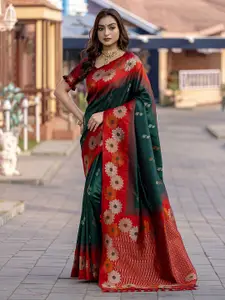 DEVATITHI Women Bottle Green Silk Saree