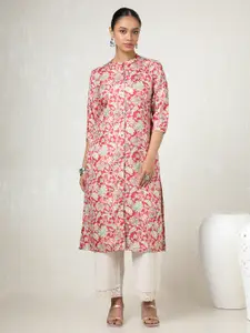 Soch Floral Printed Mandarin Collar Straight Kurta