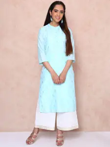 Rangriti Floral Woven Design Mandarin Collar Kurta