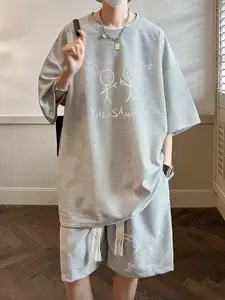 StyleCast Printed Round Neck T-Shirt With Shorts