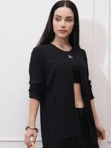 Vishudh Embroidered Mandarin Collar Kimono Shrug