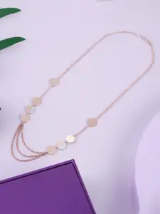 KIORAH Sterling Silver Rose Gold-Plated Cubic Zirconia Studded Statement Necklace