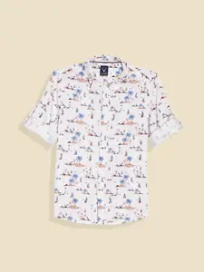 Allen Solly Junior Boys Slim Fit Opaque Printed Casual Shirt
