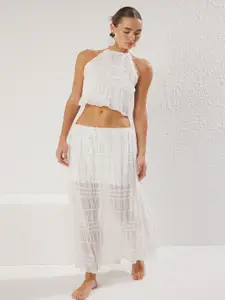 Trendyol Halter Neck Sleeveless Crop Top With Skirt