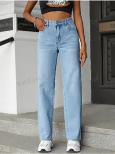 Metronaut Women Comfort Straight Fit Light Fade High Rise Stretchable Jeans