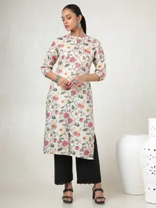 Soch Floral Printed Mandarin Collar Straight Kurta