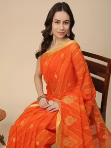 RATAN Leheriya Zari Pure Cotton Leheriya Saree