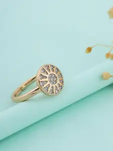 DressBerry Cubic Zirconia Stone-Studded Adjustable Finger Ring