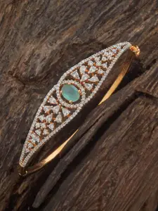Kushal's Fashion Jewellery Green Rhodium Gold-Plated Party Zircon Kada