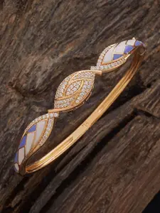 Kushal's Fashion Jewellery White Gold-Plated Party Zircon Kada