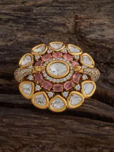 Kushal's Fashion Jewellery Embellished Bridal Pink Victorian-Plated Ethnic Kundan Ring