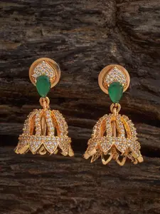 Kushal's Fashion Jewellery Rhodium Gold-Plated Zircon Embellished Bridal Classic Earrings