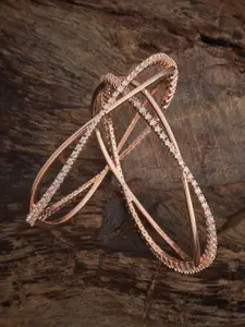 Kushal's Fashion Jewellery White Rose Gold-Plated Party Zircon Bangles