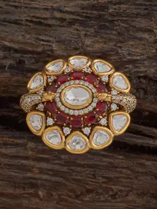Kushal's Fashion Jewellery Embellished Bridal Ruby Victorian-Plated Ethnic Kundan Ring