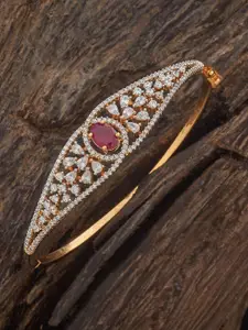 Kushal's Fashion Jewellery Red Rhodium Gold-Plated Party Zircon Kada