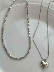 SUBHAGALANKAR Silver-Plated Minimal Necklace