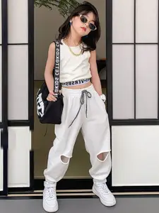 Xsole Girls Sleeveless Top With Joggers