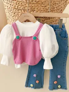 Xsole Girls Long Sleeves Round Neck Top & Jeans