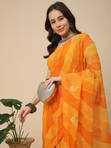RATAN Leheriya Poly Georgette Leheriya Saree
