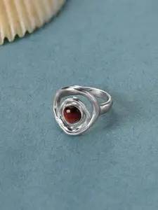 Mia by Tanishq 925 Sterling Silver Stone Studded Earthy Waves Finger Ring