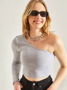 BIANCO LUCCI One Shoulder Cotton Crop Top
