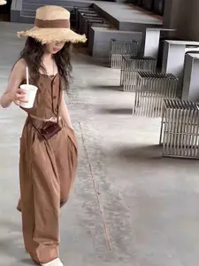 Xsole Girls Shoulder Straps Top With Trousers