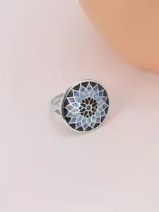Mia by Tanishq 925 Sterling Silver Opal Stone Studded Mosaic Shine Finger Ring