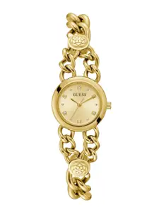 GUESS Women Brass Dial & Stainless Steel Bracelet Style Straps Analogue Watch GW0758L2