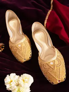 JM Looks Women Fashion Flat Embellished Open Toe Flat Jutti With Comfortable Sole