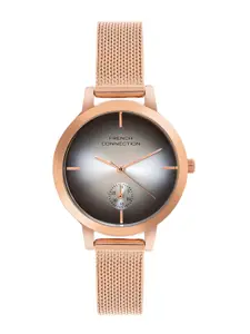 French Connection Women Embellished Dial & Stainless Steel Bracelet Style Straps Analogue Watch FCB8RGM