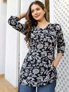 Mialo fashion Floral Printed V-Neck Kurti