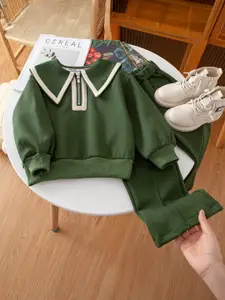 Xsole Girls Polo Collar Top With Trousers
