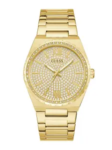 GUESS Men Brass Dial & Stainless Steel Bracelet Style Straps Analogue Watch U1449G2M