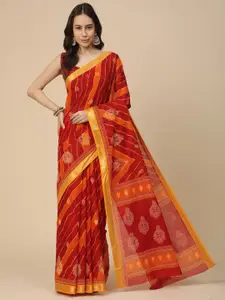RATAN Leheriya Zari Pure Cotton Leheriya Saree