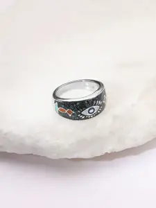 Mia by Tanishq 925 Sterling Silver Artificial Stones Studded Cospic Drip Finger Ring