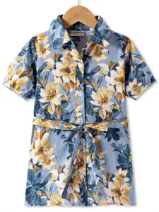 CrayonFlakes Floral Print Shirt Mini Dress