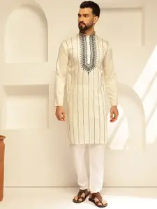 SOJANYA Geometric Embroidered Thread Work Straight Kurta