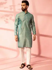 Anouk Ethnic Motifs Woven Design Mandarin Collar Straight Kurta