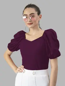 Dream Beauty Fashion Women Sweetheart Neck Puff Sleeves Fitted Top