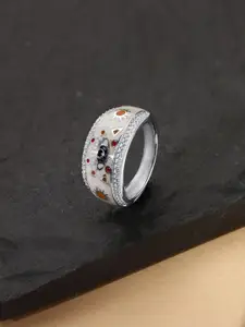 Mia by Tanishq 925 Sterling Silver Opal Stone Studded Stellar Guard Finger Ring