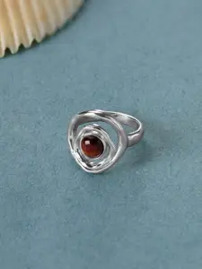 Mia by Tanishq 925 Sterling Silver Stone Studded Earthy Waves Finger Ring