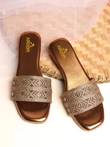 AROOM Women Embellished Open Toe Flats