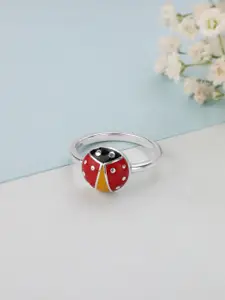 Mia by Tanishq 925 Sterling Silver Enamel Whimsical Ladybug Finger Ring