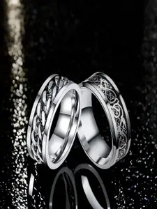 The Roadster Lifestyle Co Men Set Of 2 Rhodium-Plated Band Finger Rings