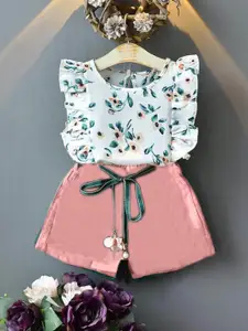 Xsole Girls Printed Round Neck Top With Shorts