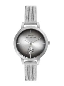 French Connection Women Embellished Dial & Stainless Steel Bracelet Style Straps Analogue Watch FCB8SM