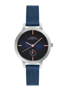 French Connection Women Embellished Dial & Stainless Steel Bracelet Style Straps Analogue Watch FCB8UM