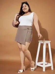 Purple Feather Plus Size Ribbed Mini Skort