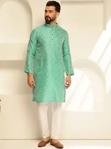 SOJANYA Woven Design Mandarin Collar Straight Kurta